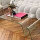 Vintage coffee table in curved corrugated tempered glass minimalist design