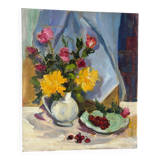 Oil on canvas "The Cherries" signed Paumier, 1994