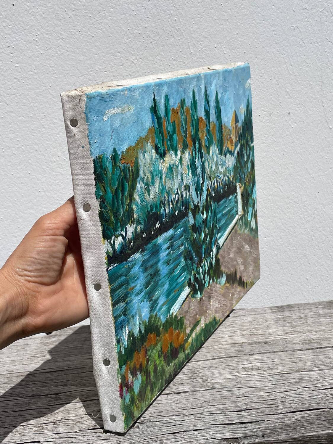 Old landscape painting oil on canvas