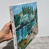Old landscape painting oil on canvas