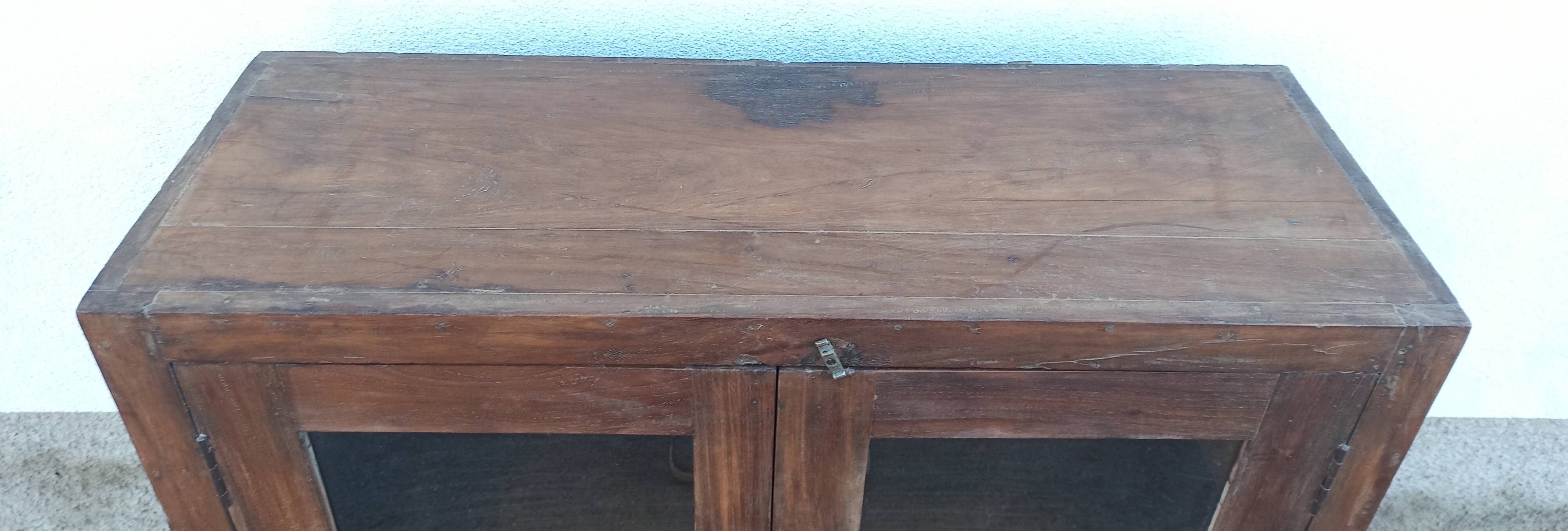 Old wooden glass cabinet