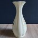 Vintage White Broken Ceramic Vase with Floral Pattern, Ribbed Vase