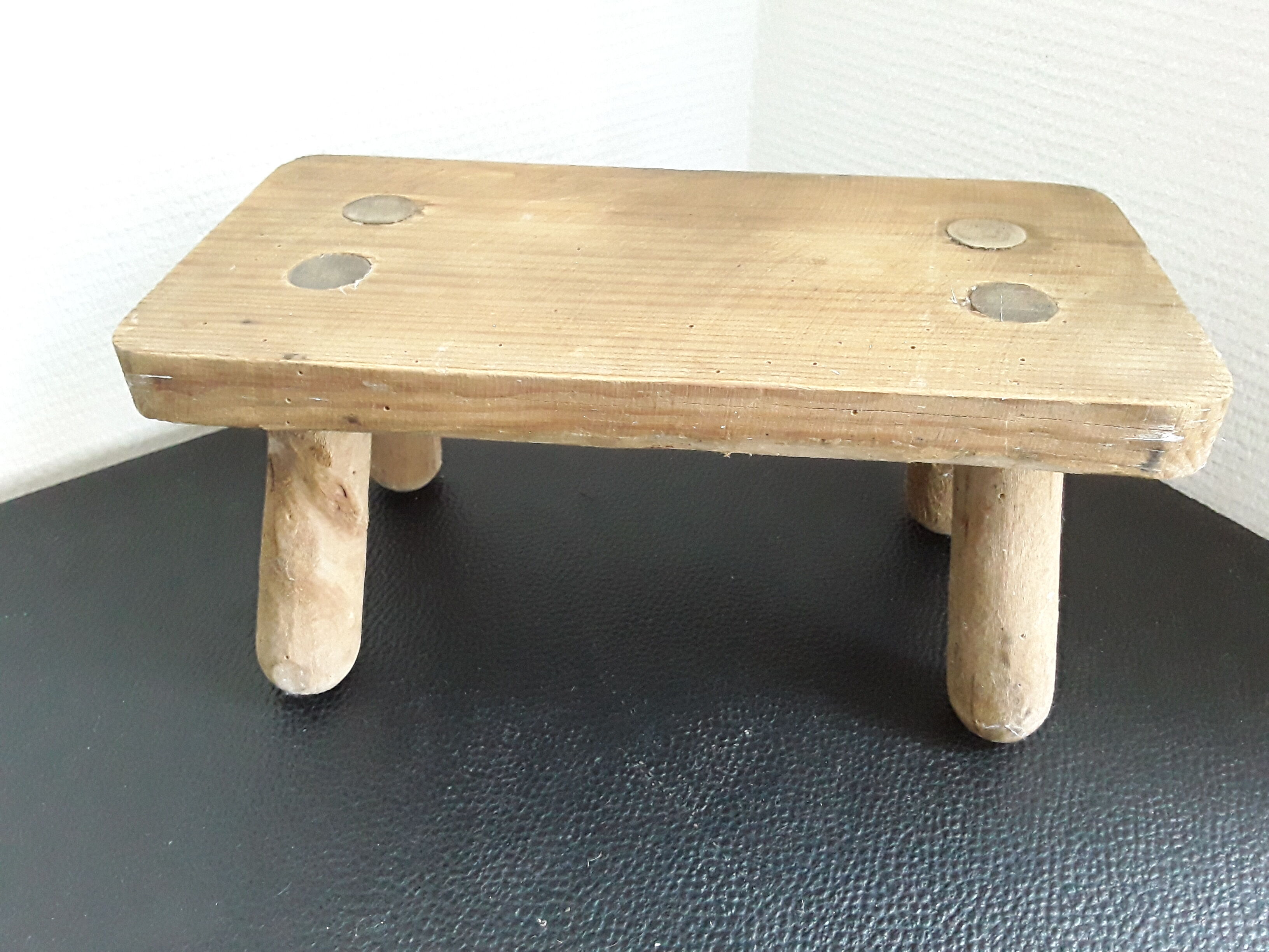Vintage footstool in light wood