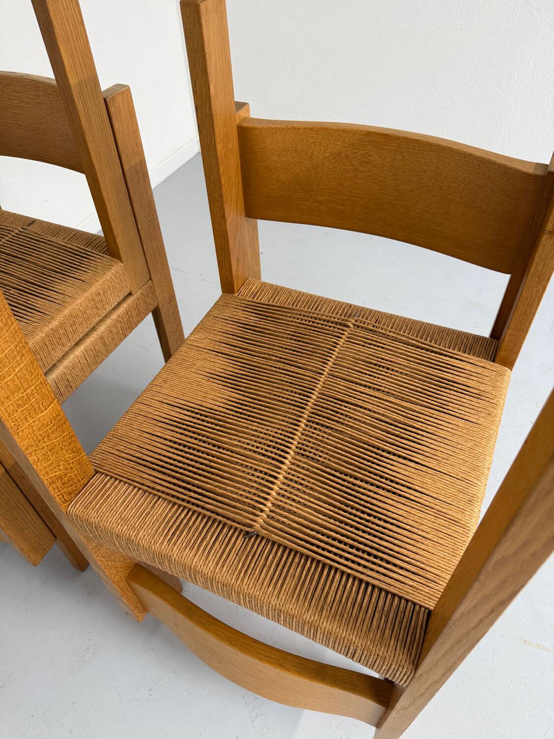 4 chaises bois et corde design Robert et Trix Haussmann  Dietiker vintage