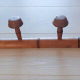 Wooden school coat racks, 4 heads, vintage French, 50s