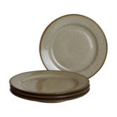 Set of 4 flat plates Tulowice in speckled stoneware