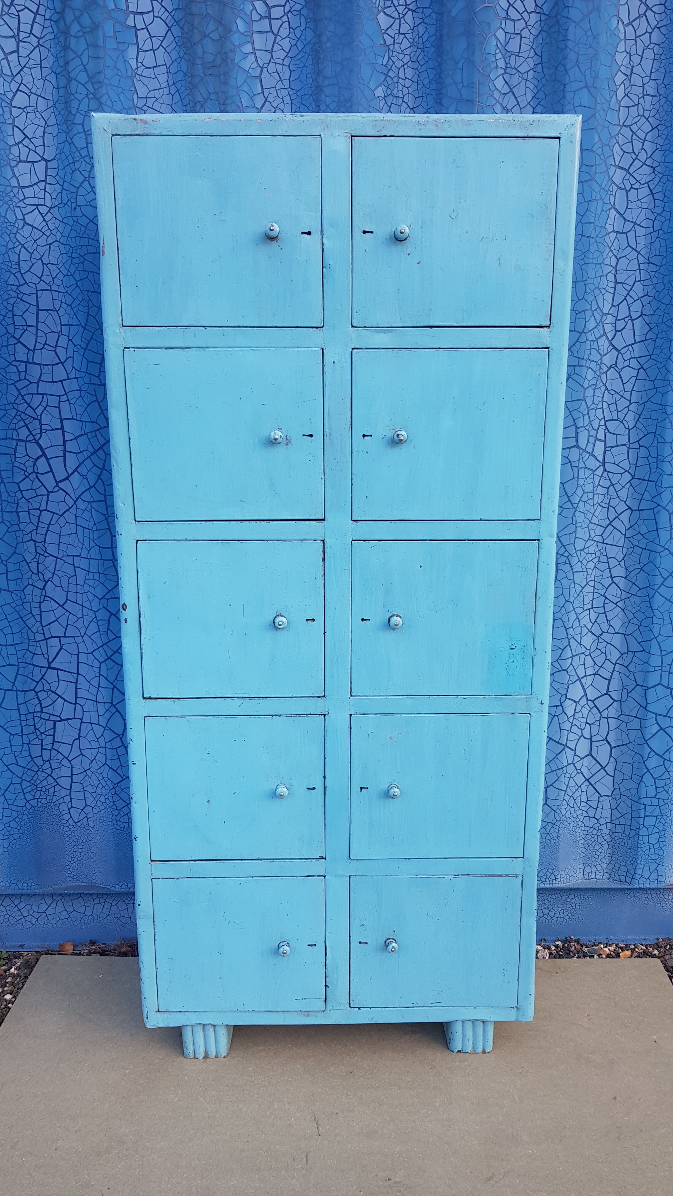 Old metal workshop furniture original turquoise patina