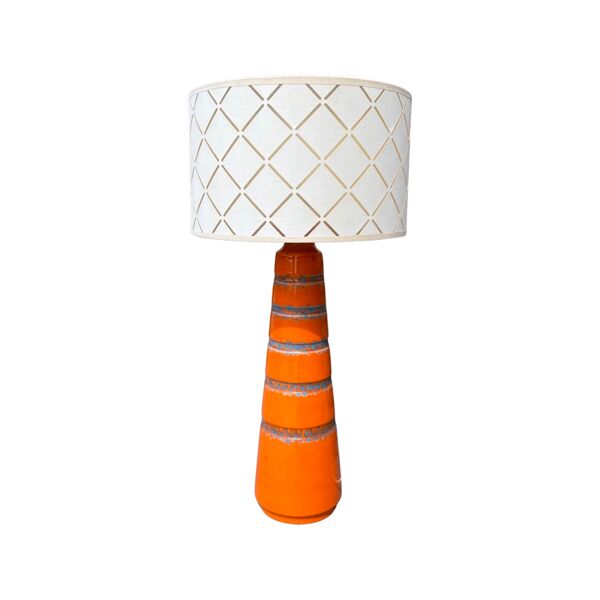 Lampe table vintage rare fabriquée en Allemagne années 1960   Style Vulcano orange-bleu avec ombre