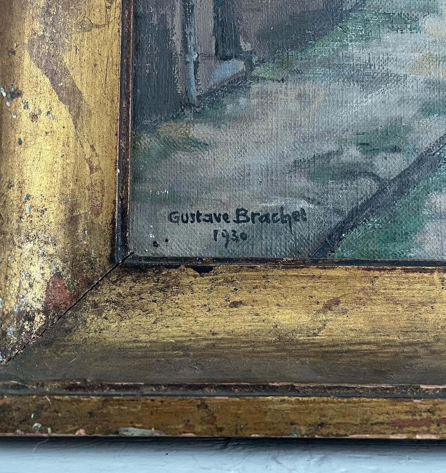 Old painting: oil on canvas signed Gustave Brachet (XXth)