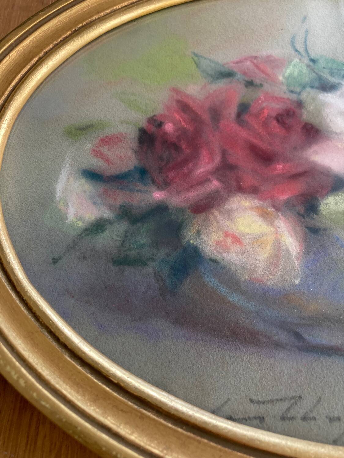 Framed pastel drawing “Roses”