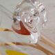 Glass ice bucket, metal spoon and vintage bakelite