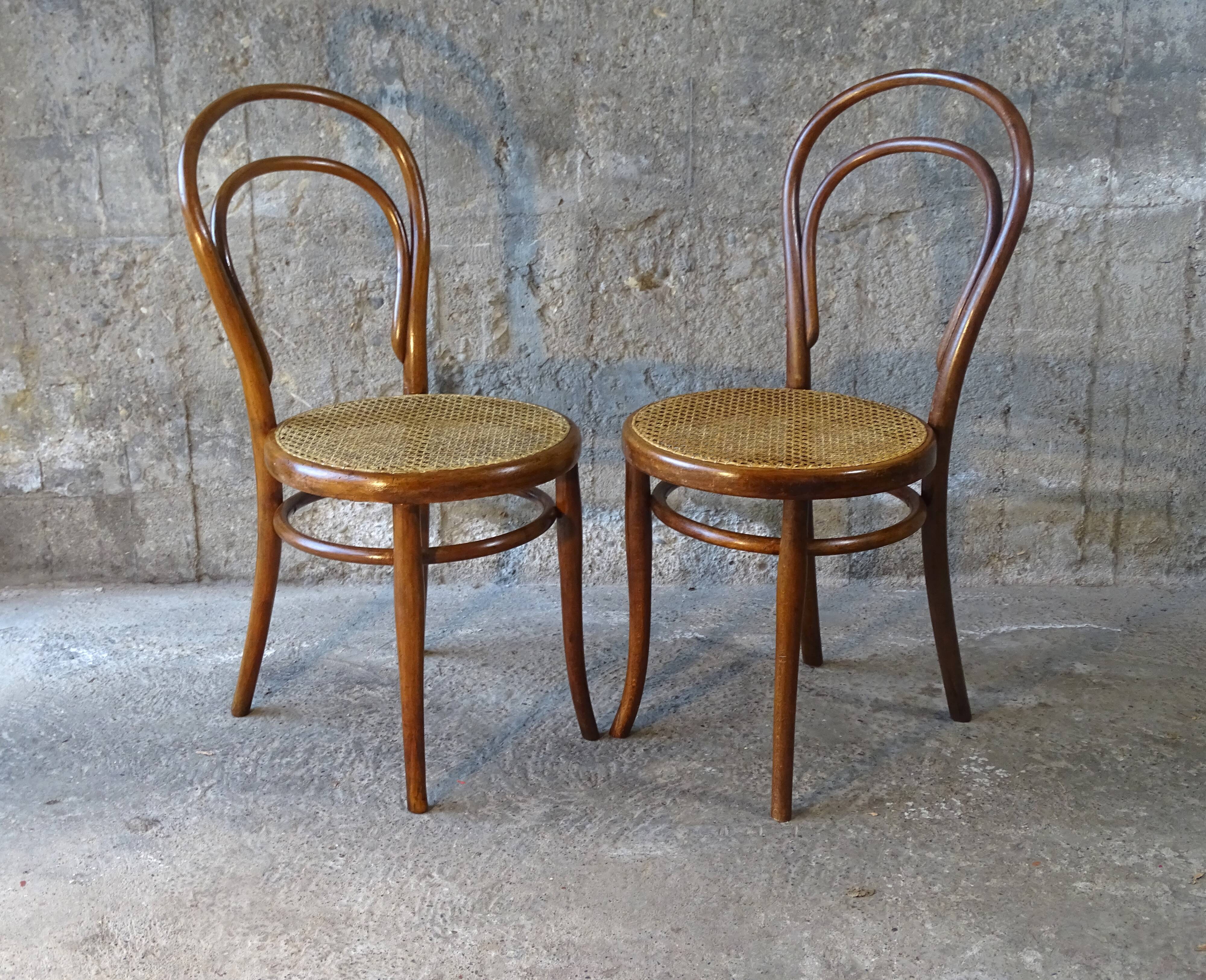 Set de 2 chaises Thonet bistrot cannées N°14 1900