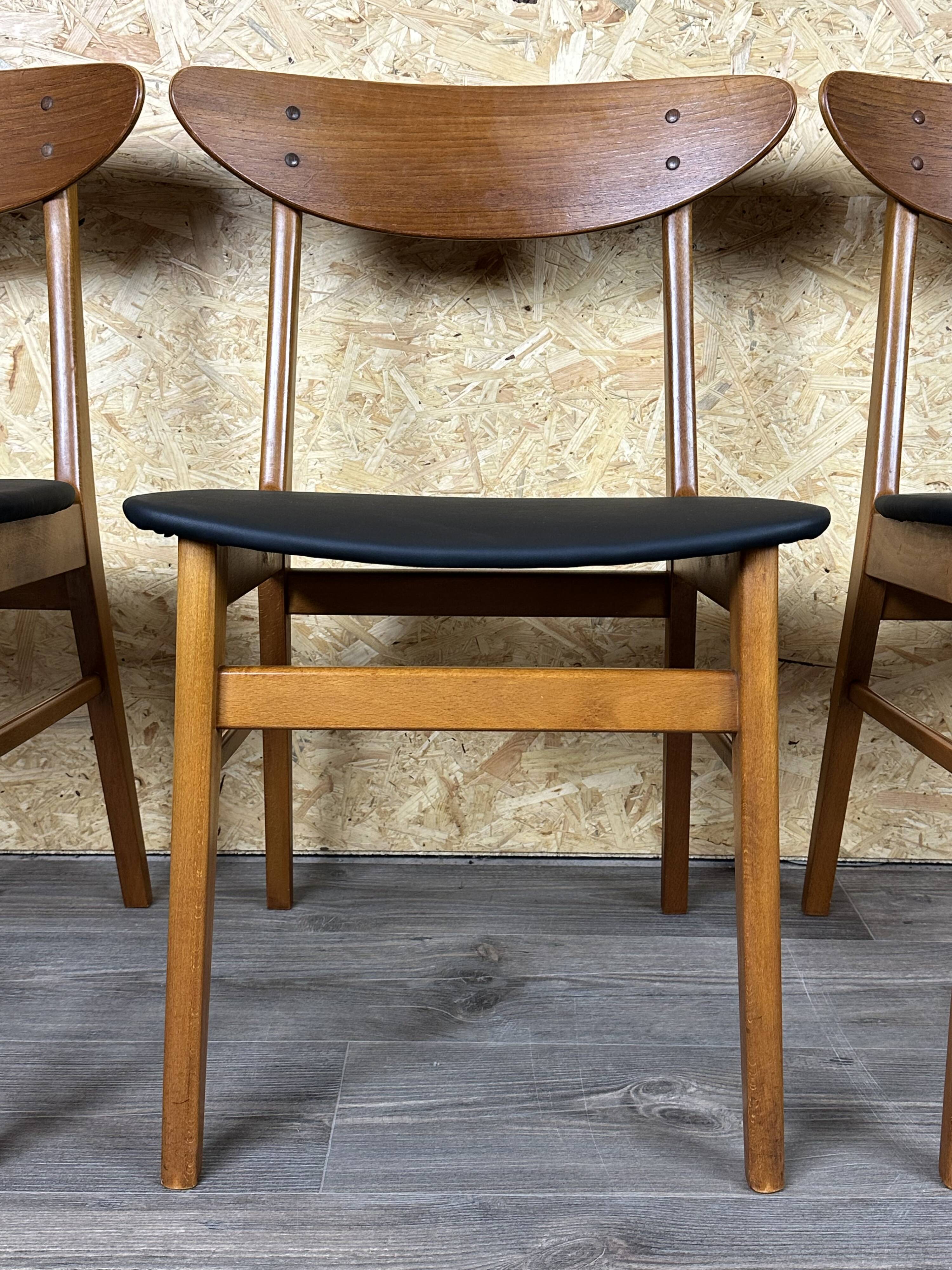 4x 60s 70s Teak Dining Room Chairs Danish Modern Design