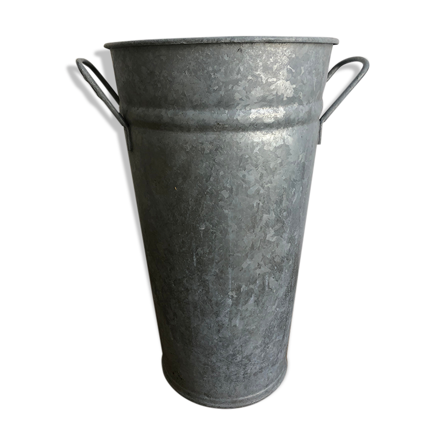 Large florist pot with handles, zinc, galva