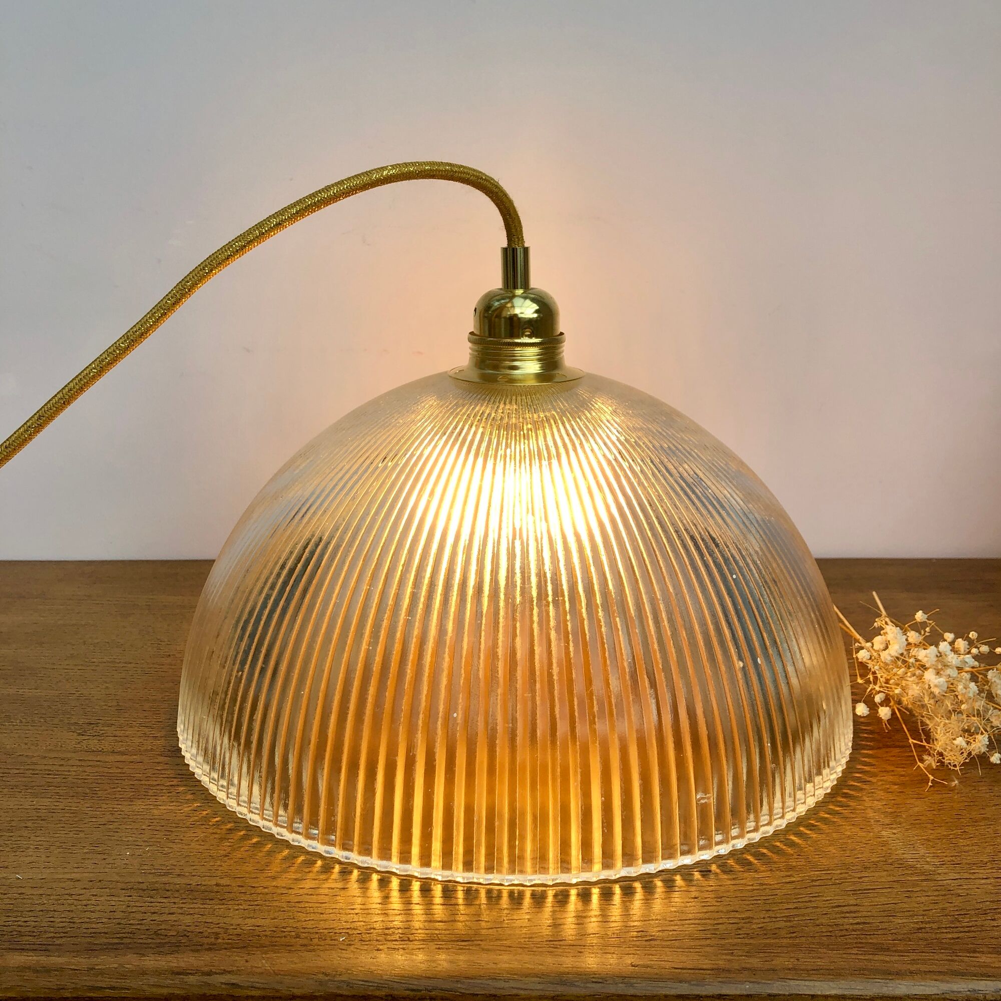 Vintage Holophane glass lampshade