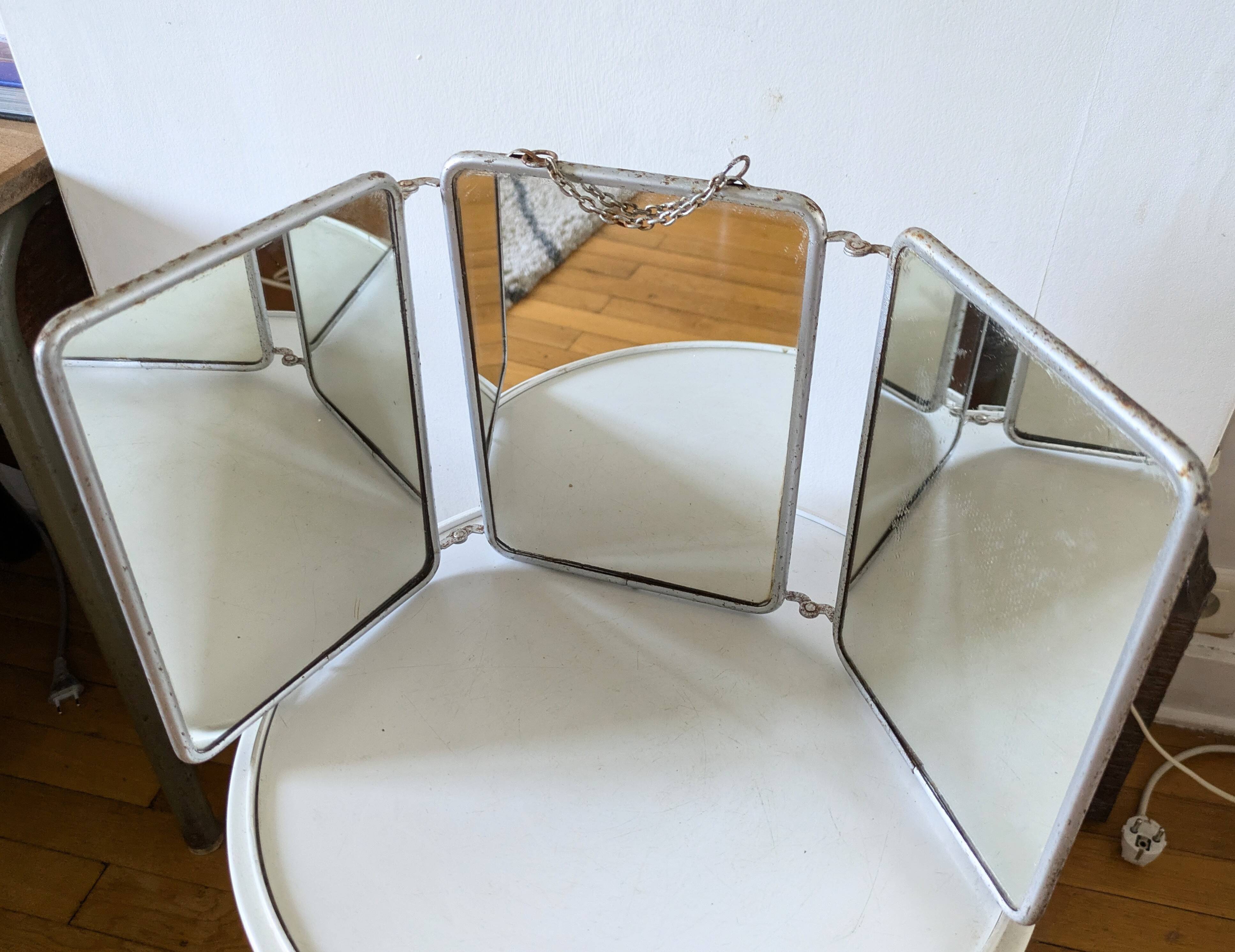 1960s barber shop triptych mirror
