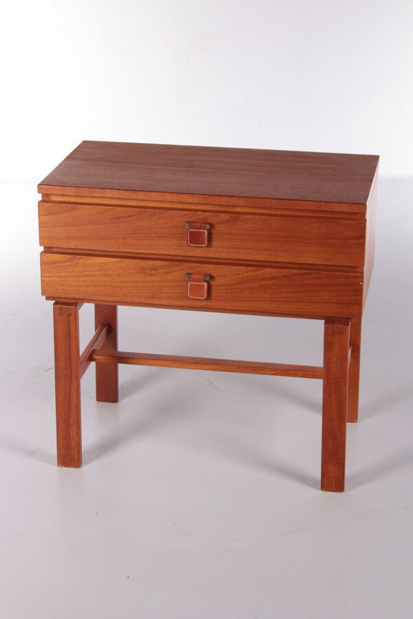 Commode vintage en teck avec poignées en cuir par Fröseke Nybrofabrik, années 1970