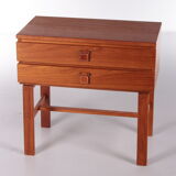 Vintage teak chest of drawers with leather handles by fröseke nybrofabrik, 1970s