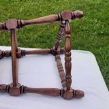 Straw and wooden triangle tripod stool H 47 cm