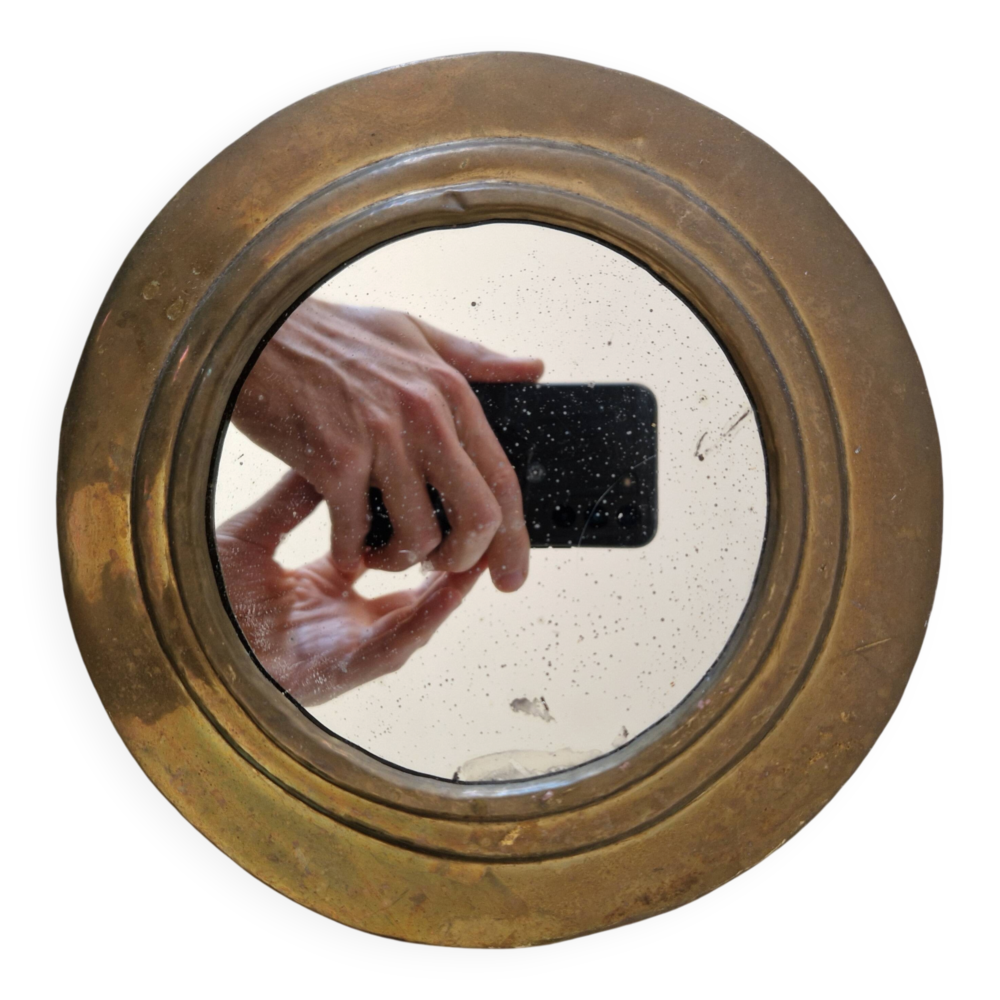 Round brass mirror