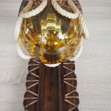 Sconce in wood and yellow glass ball from the 1960/1970