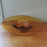 Large Amber Art Deco Glass Bowl