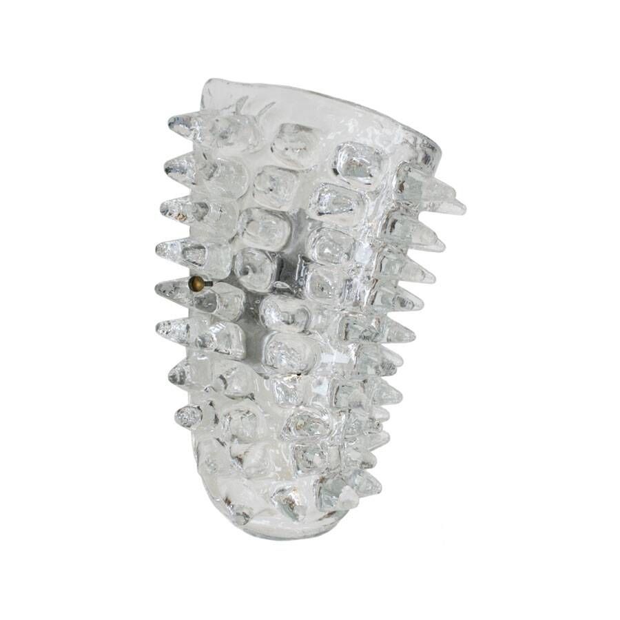 Mid-Century Modern Murano Glass Sconces with Brass, Rostrati Technique, Ita