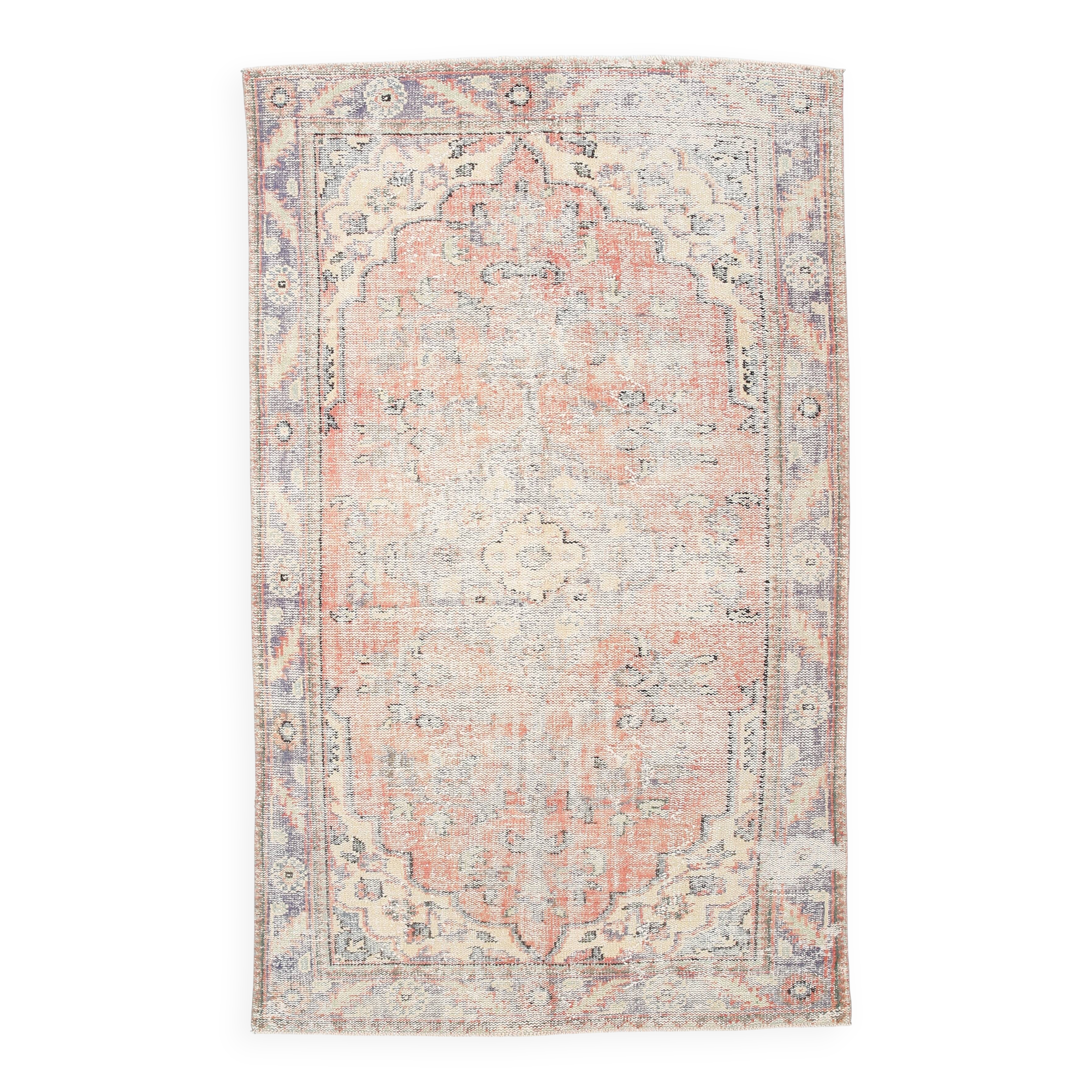 5x9 Pale Red & Green Turkish Vintage Rug, 165x267Cm