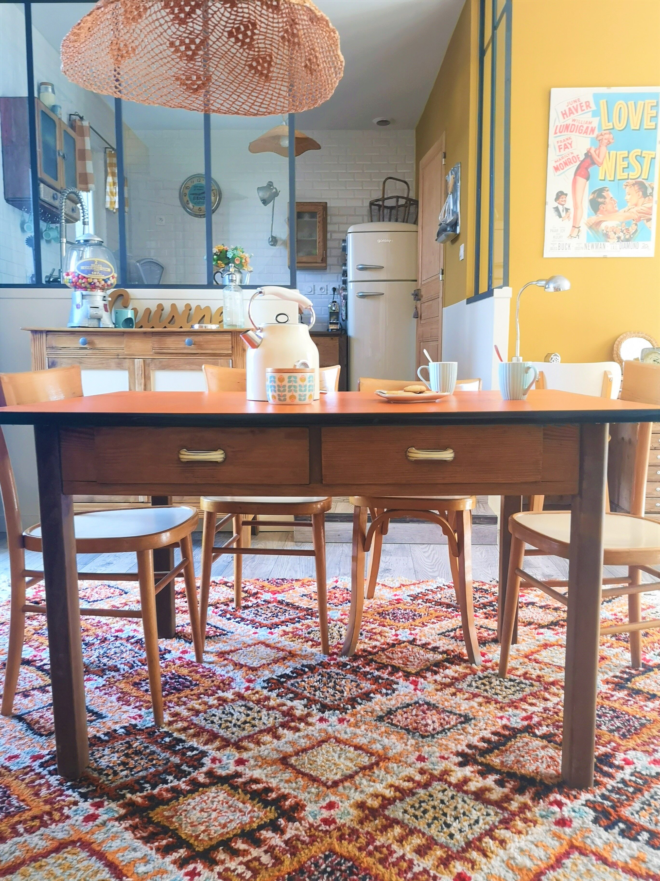 Vintage farm table formica and wood