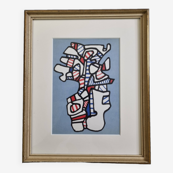 Screenprint after Jean Dubuffet framed under glass 27 cm by 32 cm