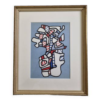 Sérigraphie d'après Jean Dubuffet encadrée sous verre 27 cm par 32 cm