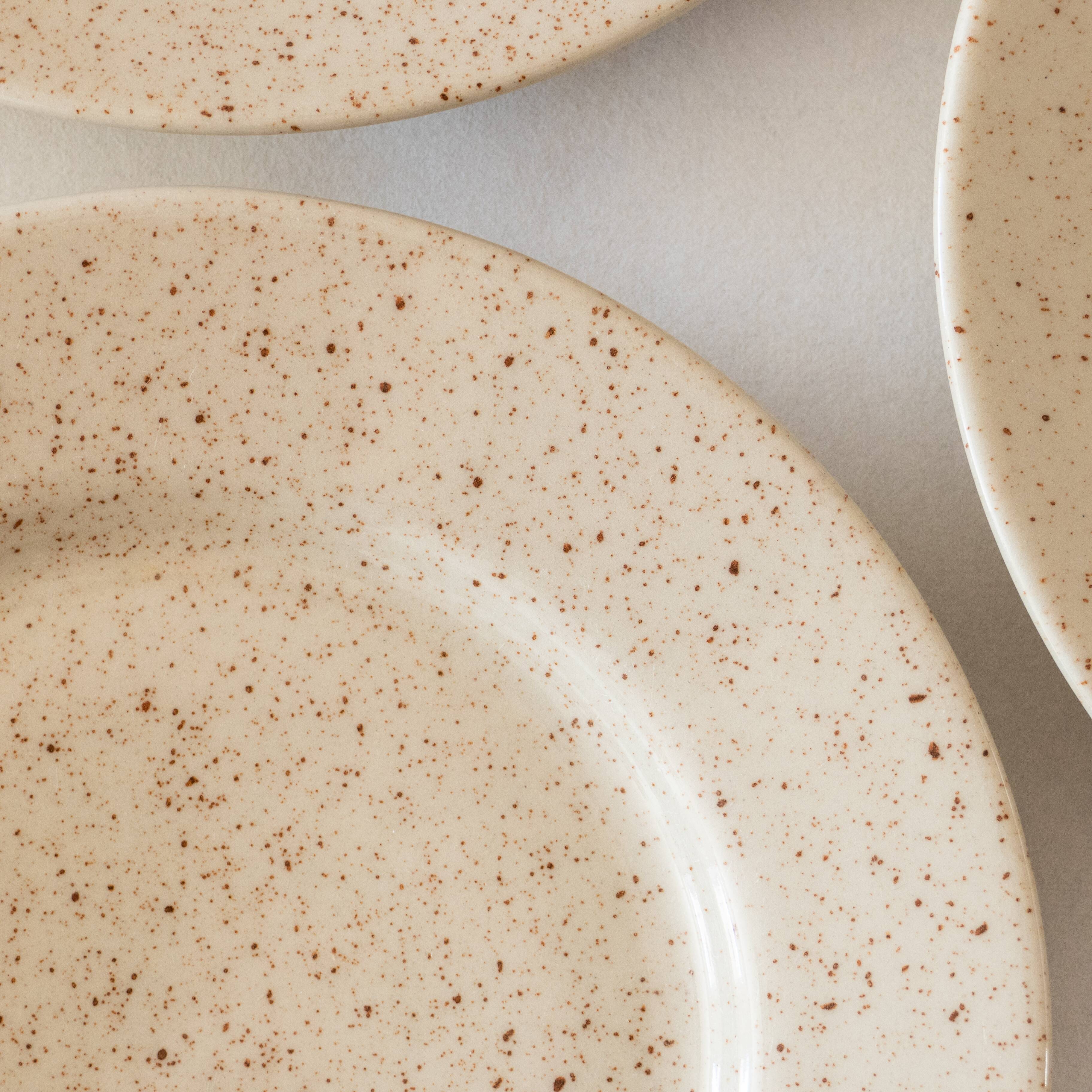 6 vintage speckled stoneware plates