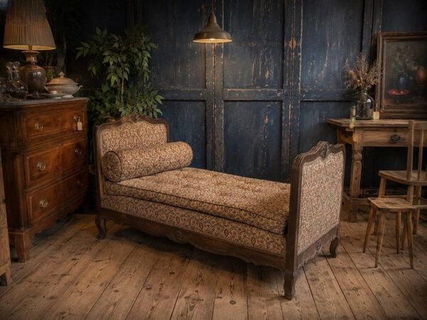 Lit de repos lyonnais ancien vintage