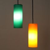 Ensemble de 2 lampes suspendues en verre Nordisk Solar Compagni / Holmegaard “74105” / Design danois moderne des années 1960.