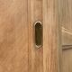 Vintage wardrobe with compass legs in raw wood, sliding doors, 1960s