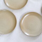 Set of 6 flat plates in sandstone, Sandstone village, vintage French