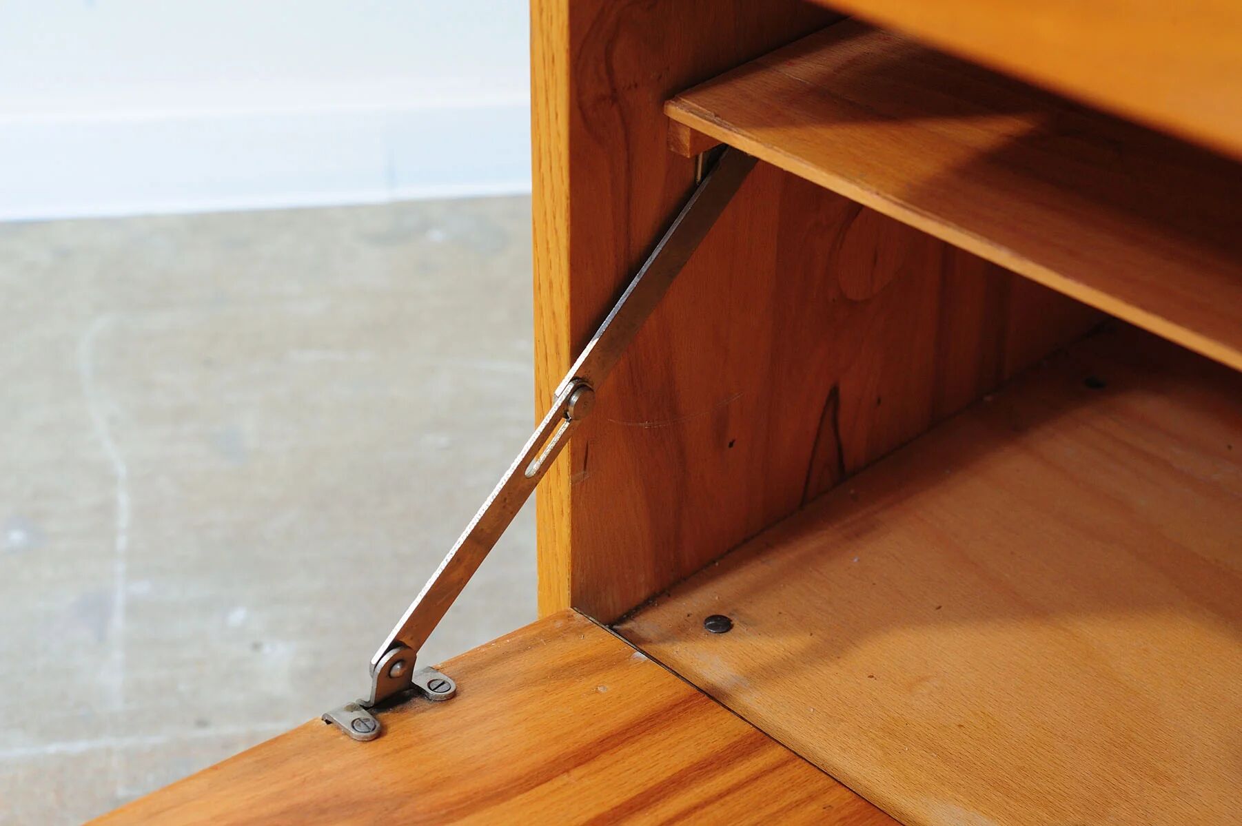Mid-century bedside tables with ash veneer and black glass by František Mezulánik, Nový Domov, Czechoslovakia, 1970s.