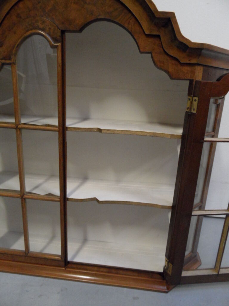 Vintage Dutch walnut hanging china cabinet