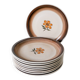 Set of 9 flat plates in Gien stoneware with flowers 1970