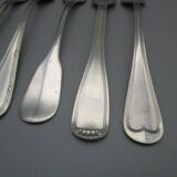 6 mismatched old silver metal forks for a chic table