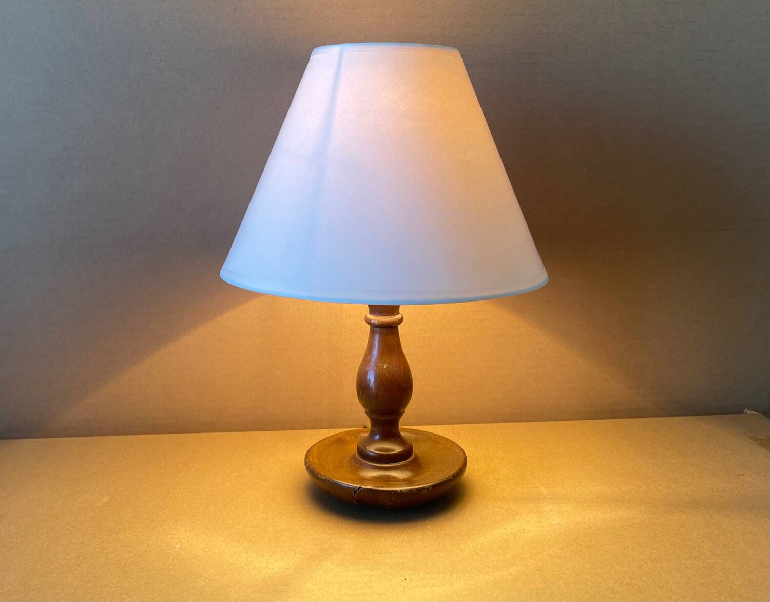 Small turned wooden lamp