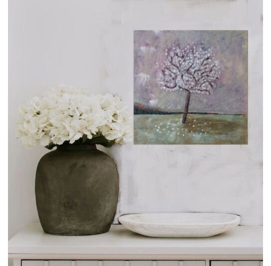 Painting the apple tree in bloom