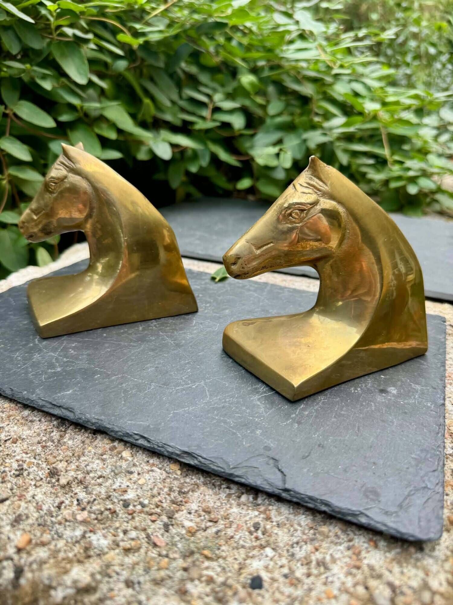Pair of brass Art Deco horse bookends
