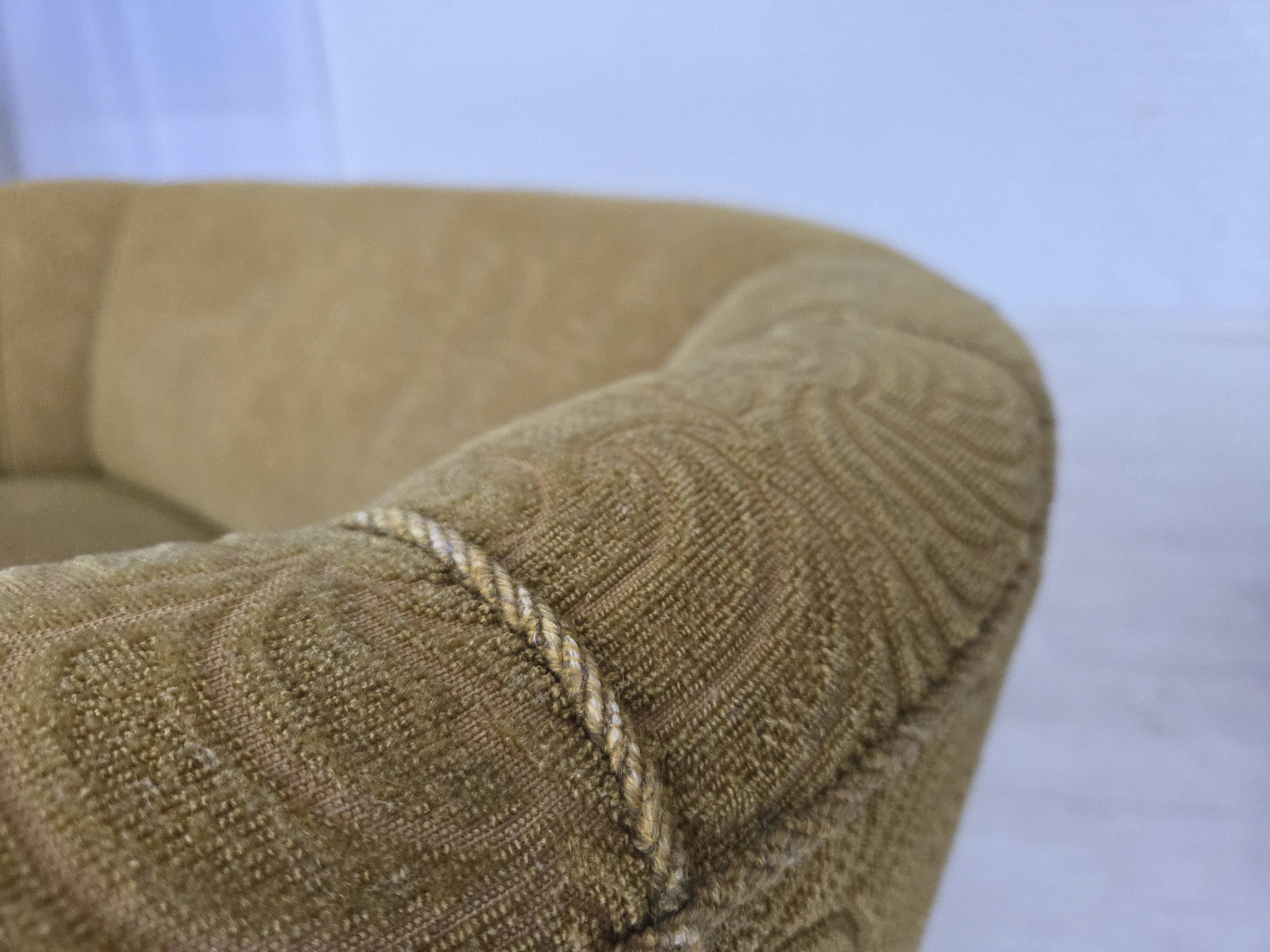 1960s, Danish 2-seater "Banana" sofa, furniture velour, beech wood.