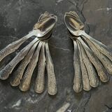 12 silver mocha spoons with flower decoration dating from 1916
