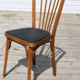 4 baumann n°12 black leatherette chairs, medium beech