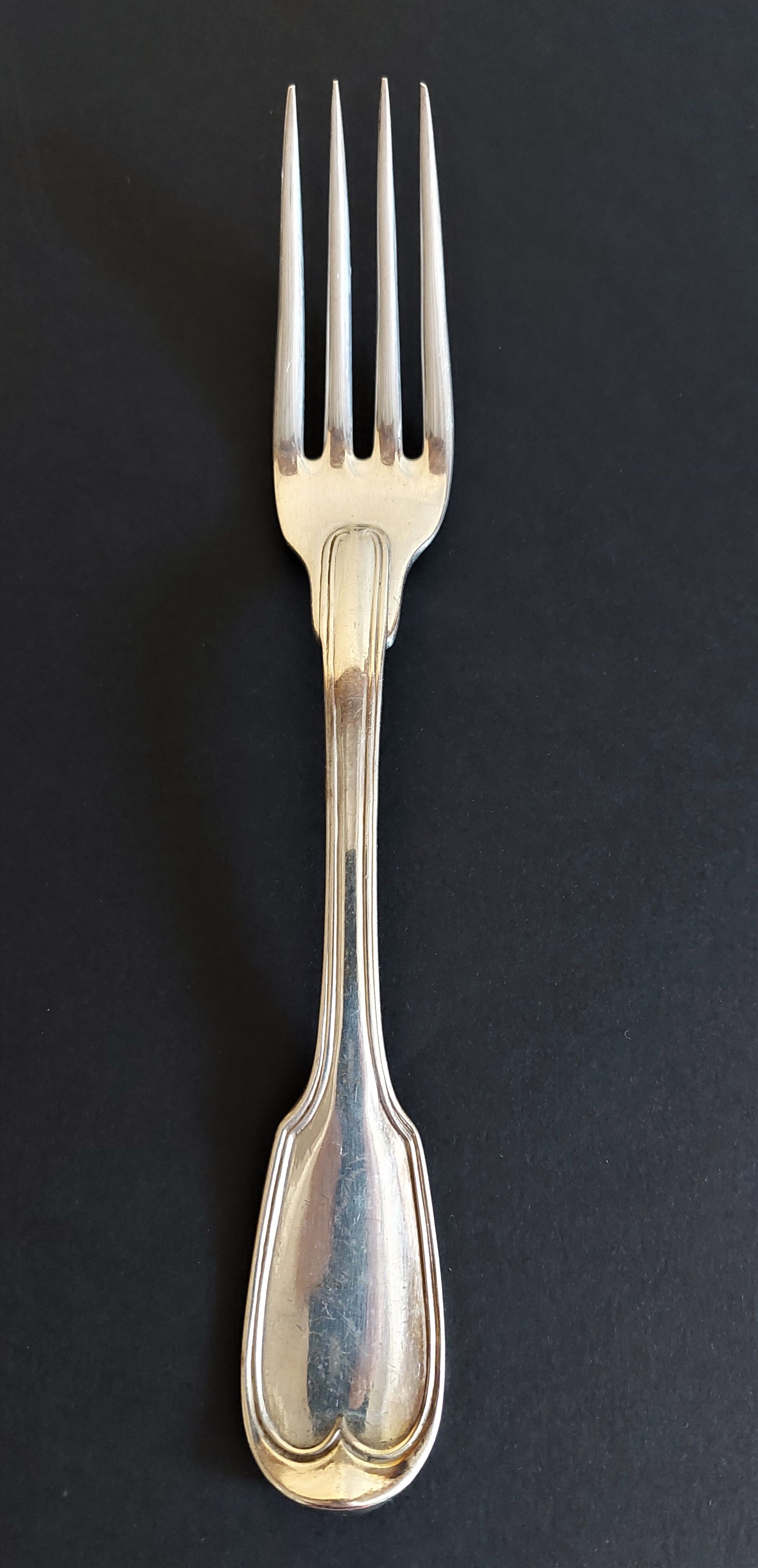 Solid silver fork hallmark Reymond Moureau before 1840