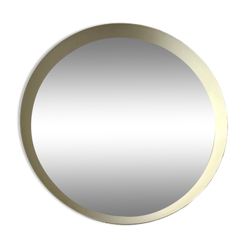 Scandinavian white round mirror from the 60s