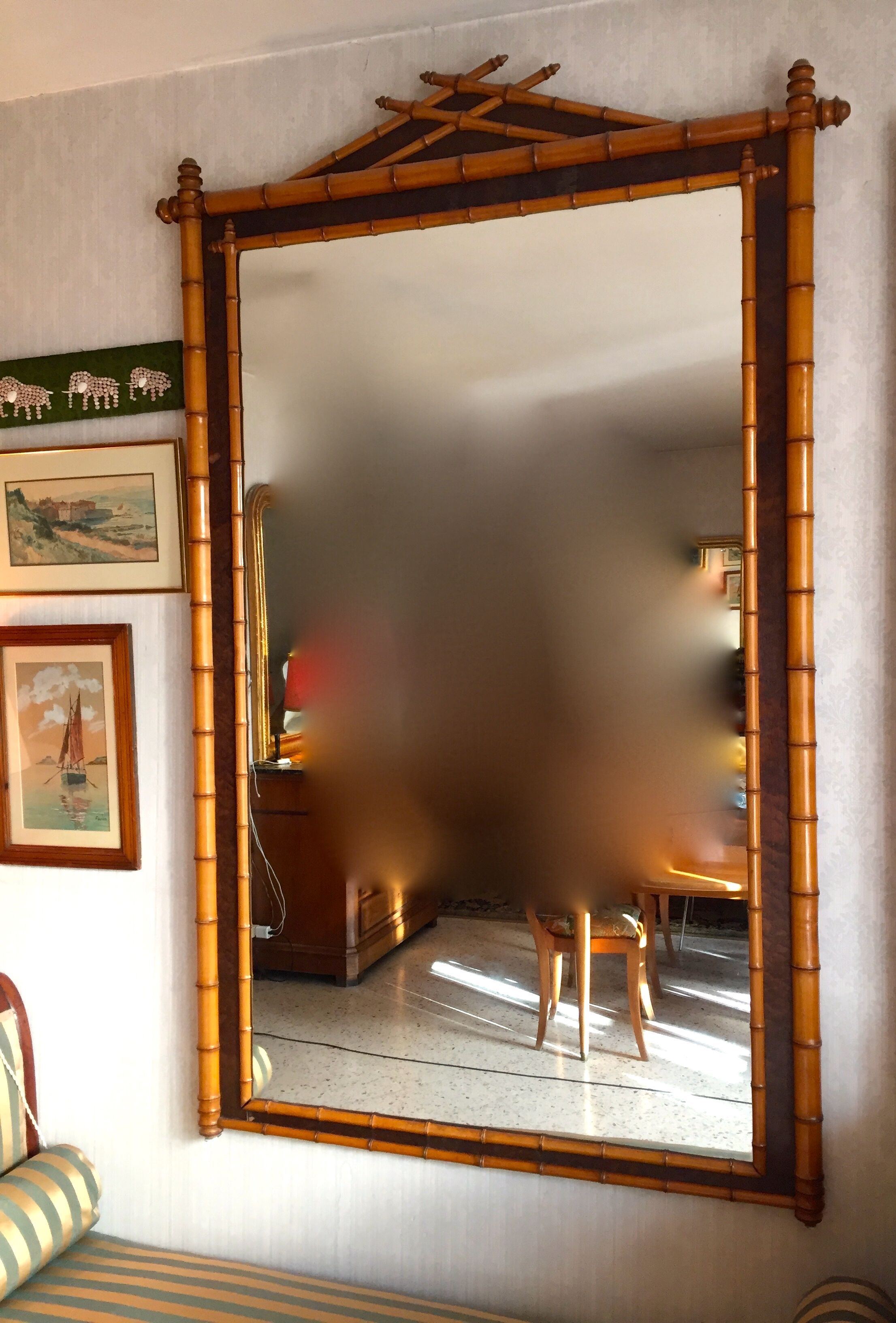 Mirror pitchpin XIXème two-tone bamboo collection circa 1870 napoleon iii