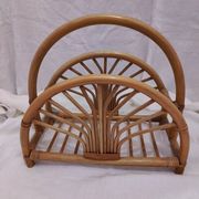 Woven bamboo magazine rack from the 1970s